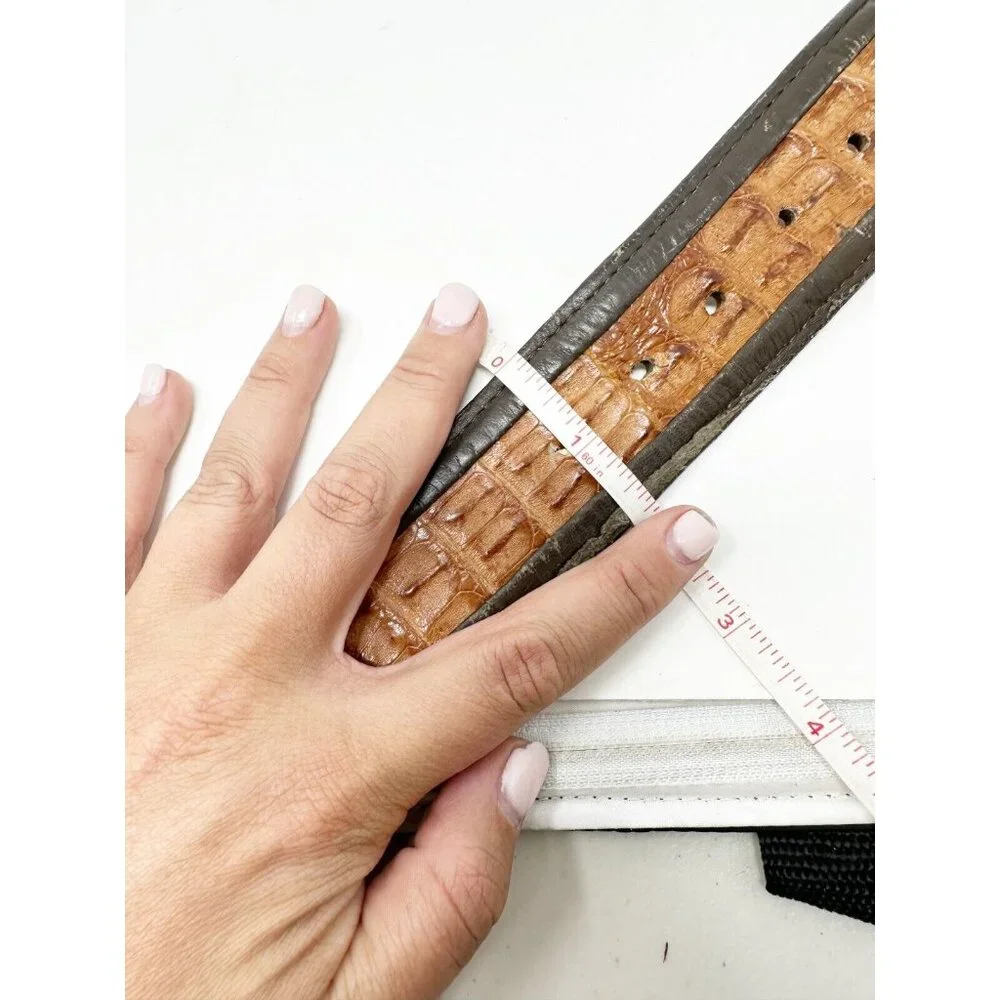 Thiago Store Friscotx Mens Crocodile Skin Leather Slim Belt Buckle Brown Size 36